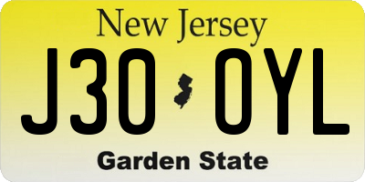 NJ license plate J30OYL