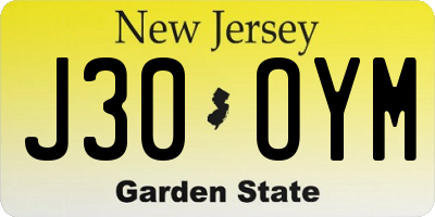 NJ license plate J30OYM