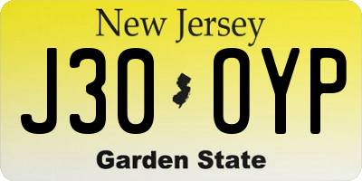 NJ license plate J30OYP