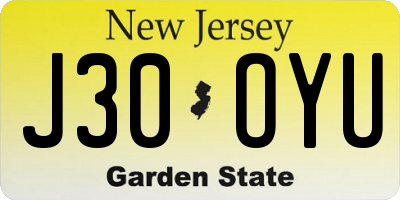 NJ license plate J30OYU