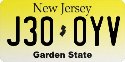 NJ license plate J30OYV