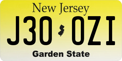 NJ license plate J30OZI