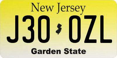 NJ license plate J30OZL