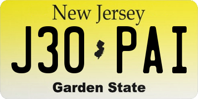 NJ license plate J30PAI