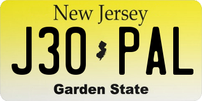 NJ license plate J30PAL