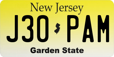 NJ license plate J30PAM
