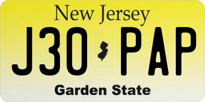NJ license plate J30PAP