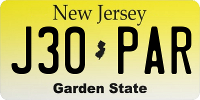 NJ license plate J30PAR