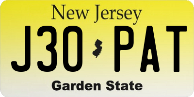 NJ license plate J30PAT
