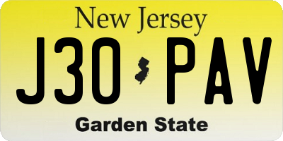 NJ license plate J30PAV