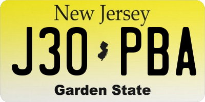 NJ license plate J30PBA
