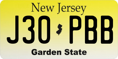 NJ license plate J30PBB