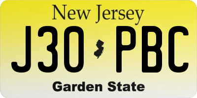 NJ license plate J30PBC