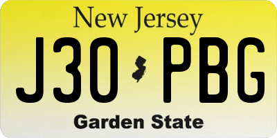 NJ license plate J30PBG