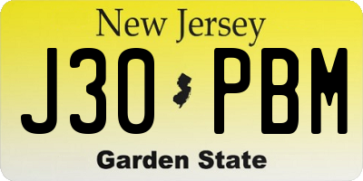 NJ license plate J30PBM