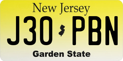 NJ license plate J30PBN
