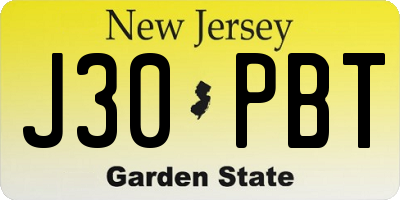 NJ license plate J30PBT