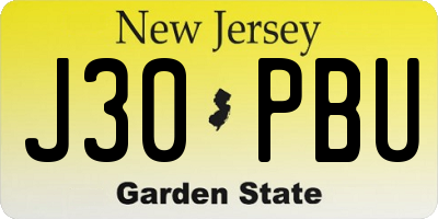 NJ license plate J30PBU