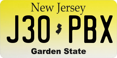 NJ license plate J30PBX