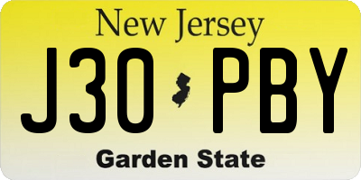 NJ license plate J30PBY