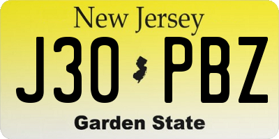 NJ license plate J30PBZ