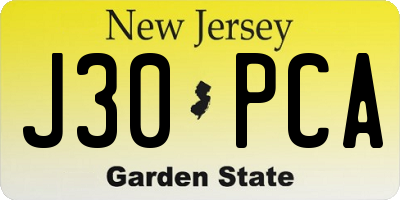 NJ license plate J30PCA