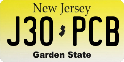 NJ license plate J30PCB