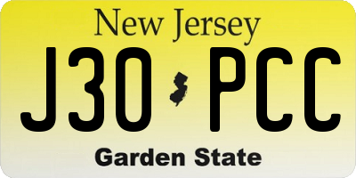 NJ license plate J30PCC
