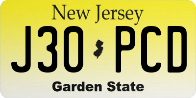 NJ license plate J30PCD