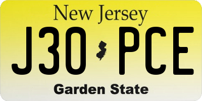NJ license plate J30PCE