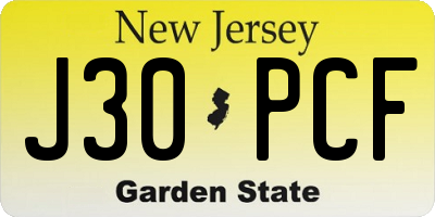NJ license plate J30PCF