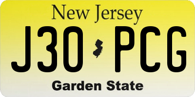 NJ license plate J30PCG