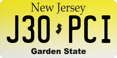 NJ license plate J30PCI