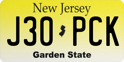 NJ license plate J30PCK