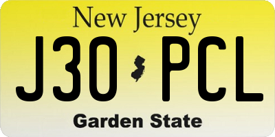 NJ license plate J30PCL