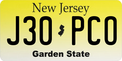 NJ license plate J30PCO