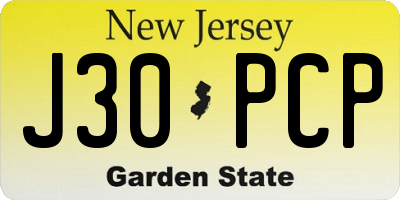 NJ license plate J30PCP