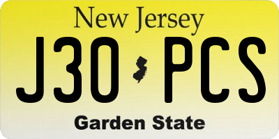 NJ license plate J30PCS