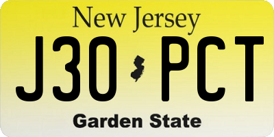 NJ license plate J30PCT