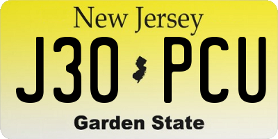 NJ license plate J30PCU