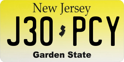 NJ license plate J30PCY
