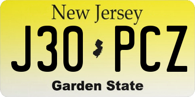 NJ license plate J30PCZ