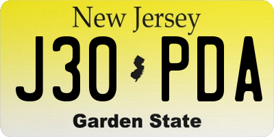 NJ license plate J30PDA