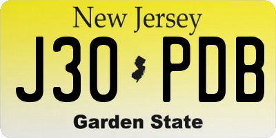 NJ license plate J30PDB