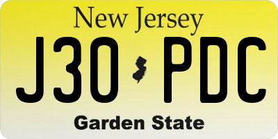 NJ license plate J30PDC