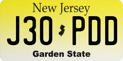 NJ license plate J30PDD