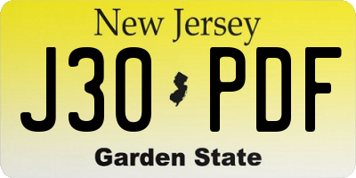 NJ license plate J30PDF