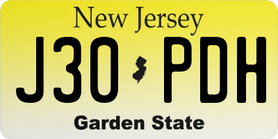 NJ license plate J30PDH