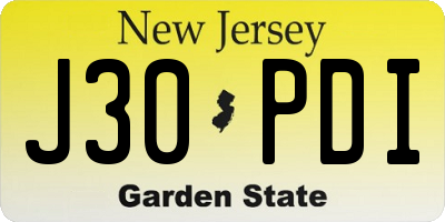NJ license plate J30PDI