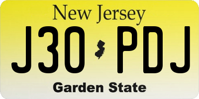NJ license plate J30PDJ